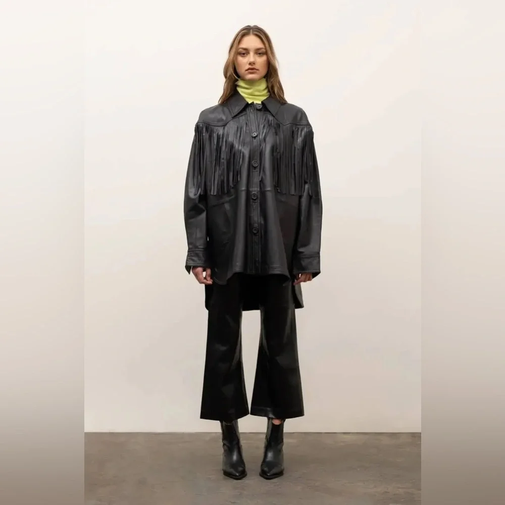 Moon River Faux Leather Fringe Jacket - Picture 3 of 4